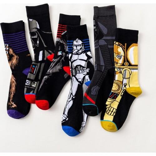 Star Wars Figure Cosplay Socks Darth-Vader Chewbacca Image High Quality Unisex Cotton One Size Socks Comic Creative Lovely Gift