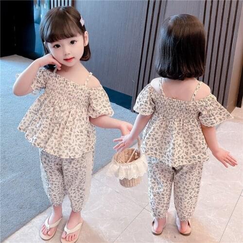 Girls Clothes Floral Vest + Pants Teenage Girls Clothing Casual Style Girls Sets Clothing Summer Childrens Tracksuits