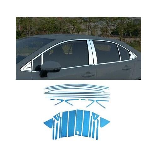 Full Window Sill + Center Pillar Cover Trim For Toyota Corolla E210 Sedan 19-20