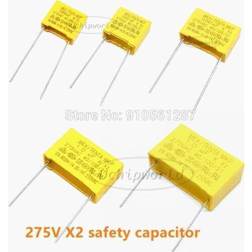 Safety capacitor X2 275V 275VAC pitch 10mm 15mm 102K 0.001UF 222K 332K 472K 0.0047UF 103K 0.01UF 223K 0.022UF 333K 0.033UF 473K