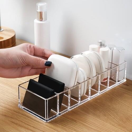 Transparent Cosmetics Storage Box Makeup Organizer Jewelry Card USB Cable Management for Home Office Desktop Cable Protection