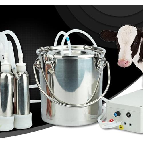 5L Pulsating Milking Machine for Cattle Goat Pulsating Milking Machine Stainless Steel Milker Bucket Farm Livestock Tool