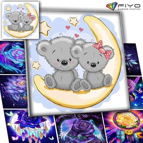 5D DIY Diamond Painting Bear Cartoon Animal Diamond Embroidery Decorative Paintings Cross Stitch Kits Handicraft Needlework Art