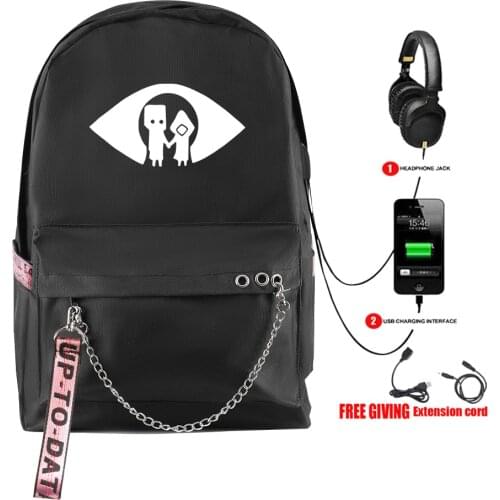 Little Nightmares 2 Laptop Backpack USB School Bags Travel Bags for Anime Bagpack Back To School Bags Chain backpack