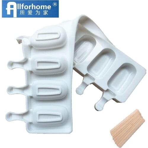 8 Cavity Silicone Ice Cream Mold Ice Pop Popsicle Barrel Dessert DIY Mould Freezer Juice Chocolate Bar Mold with Popsicle Sticks