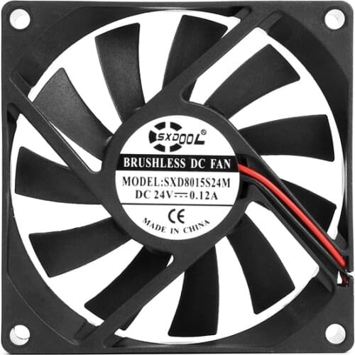 2pcs SXDOOL 8015 24v fan Sleeve Silent quiet PC Computer Fan 80mm 8cm fan 24V 0.12A Chassis Power case axial Cooling Fans