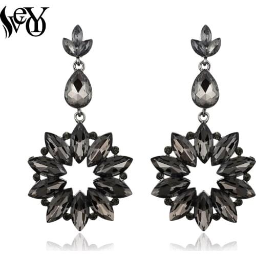 VEYO New Design Flower Crystal Drop Earrings for Woman Wedding Dangle Earring Fashion Jewelry Wholesale