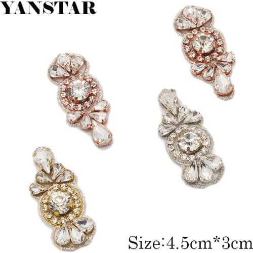 YANSTAR 50pcs Bridal Gown Belt small silver Rhinestone Appliques Trim For Wedding Dress Belts Rose Gold Crystal Accessory YS926