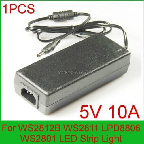 High quality 1PCS DC 5V 10A LED Power Supply For WS2812B WS2811 LPD8806 WS2801 LED Strip Light