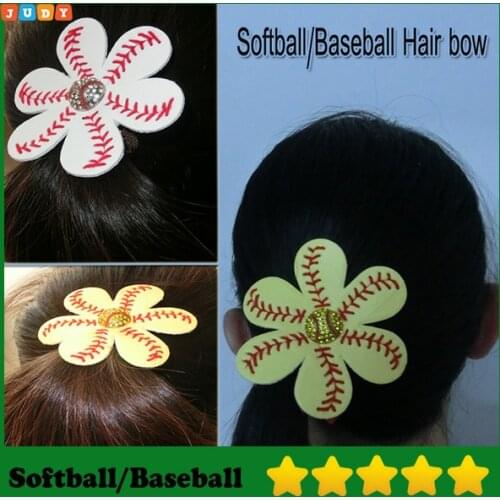 2016 Softball Flower Accessory and hair clip,softball hair bows,softball hairbow,baseball hairbow