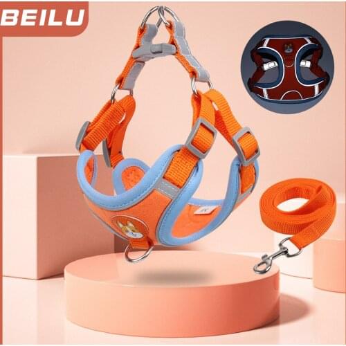 2021 New Pet Chest Harness Suede Cat And Dog Harness Reflective And Breathable Adjustable Traction Rope