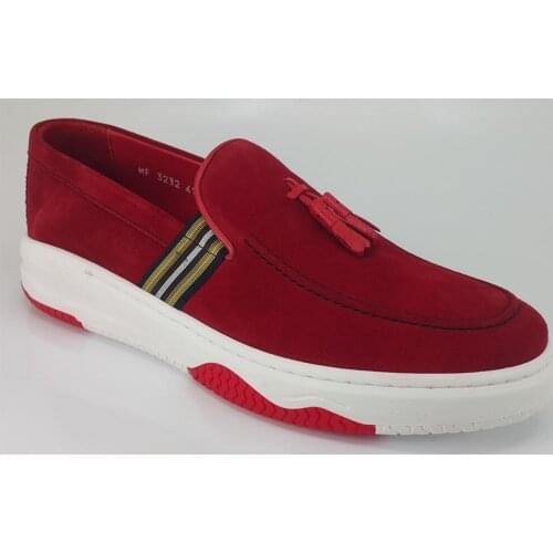 2021 Trend Yeni Sezon Model %100 Deri Ayakkabı İle Kişiye Özel ve Rahat Kırmızı Süet 3232 Libero Günlük Erkek Ayakkabı