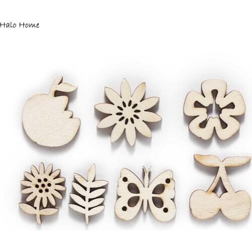 30pcs Plant Theme Wooden Chips for Scrapbooking Embellishments Wedding Party DIY Handmade Accessories Decor Buttons 18-33mm