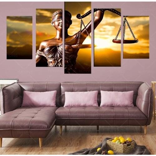 5 Piece With the Image Of Themis Goddess of Justice Painting Wall Art Framework Home Decor Modular Picture Canvas Print Poster