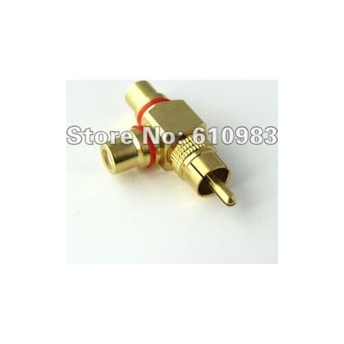5 pieces/lot) wholesale RCA adapter RCA Male to female to Female M/F/F Connector Adapter Audio 3 way Goldplated