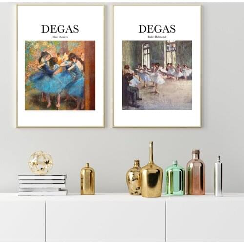 Edgar Degas Ballet Rehearsal Abstract Oil Painting on Canvas Poster Blue Dancers Prints Dance Room Wall Art Pictures Decoration