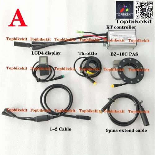 KT Controller Kit 24V/36V 15A +LCD4+Throttle+PAS++BZ-10C PAS+Brake+1T4 /1T2 extend cable/ ebike motor controller kit