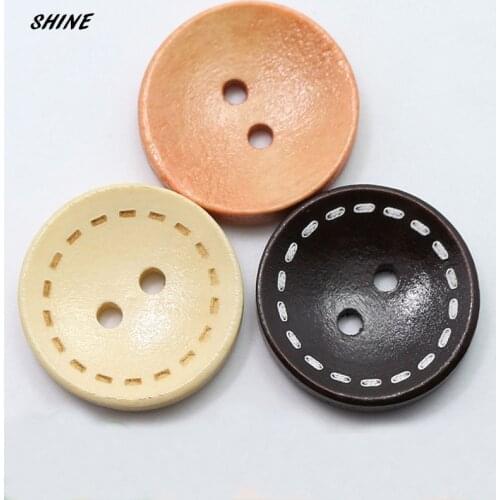 SHINE Wooden Sewing Buttons Scrapbooking Round Two Holes 15mm Dia. 50PCs Costura Botones Decorate bottoni botoes