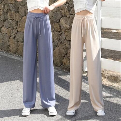 Soft Comfort Women Causal Pants New High Waist Casual Slacks Pants Women Ice Full Long Trousers Female