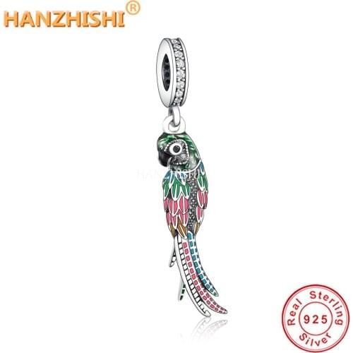 Wholesale Price 925 Sterling Silver Beautiful Animal Parrot Charm Beads Fit Bracelet Necklace Jewelry Accessories Dropshipping