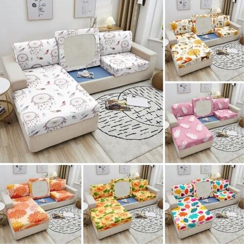Feather Sofa Seat Cushion Cover Fabric Sofa Seat Cover Decoration Living Room Dreamcatcher Print Elastic Couch Sofa Cover