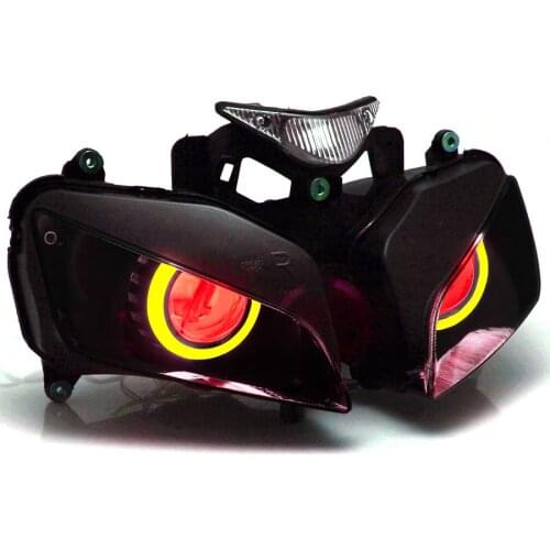 Motorcycle Headlight Assembly HID Projector Conversion LED Amber Angel Red Demon Eyes DRL Headlamp For Honda CBR1000RR 04-07