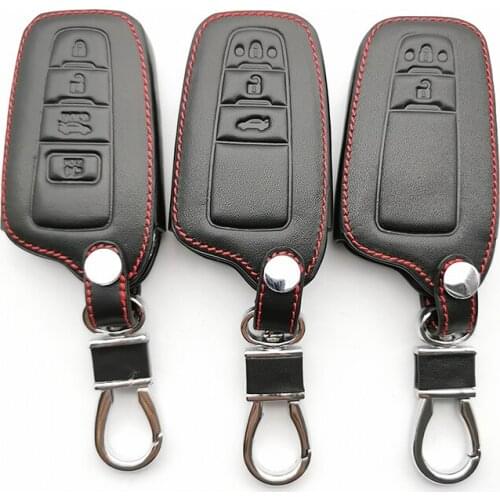 Leather Key Case For Toyota Camry Avalon Corolla RAV4 CHR Land Cruiser Prado Prius 2017 2018 2019 Fob Remote Cover 2/3/4 buttons