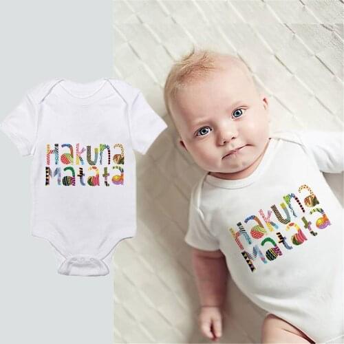 Hakuna Matata Baby Rompers Newborn Summer Short Sleeve Baby Girls Baby Boys Jumpsuits Letter Printed Disney Simba Baby Clothes