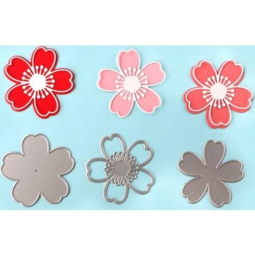 DUOFEN METAL CUTTING DIES 020184 3pcs small cherry blossoms layered embossing stencil DIY Scrapbook Paper Album 2018 new