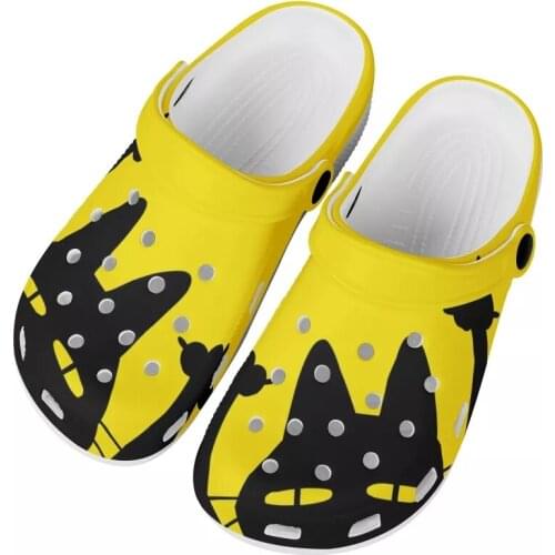 Mens Clogs Black Yellowe Cartoon Cat Pattern New Mens Sandals Summer Beach Slippers Men Outdoor Casual Water Shoes Big Size 47