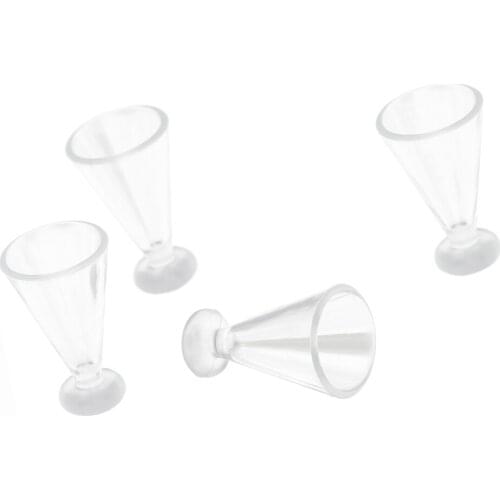 Set 4 Pcs Dollhouse Miniature Kitchen Dinnerware Wine Drink Cup 1/12 Cone Shape