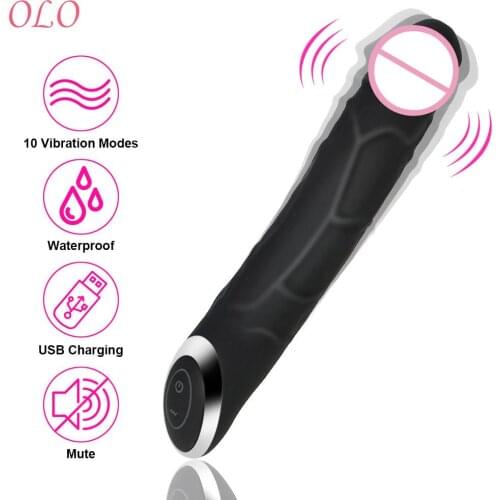 OLO Big Dildo Vibrator 10 Speeds Huge Black Penis Vaginal Massager G-Spot Clitoral Stimulator Anal Sex Toys Sex Toys for Women