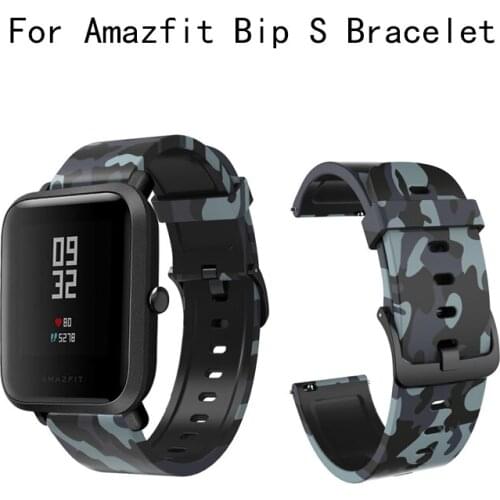 20mm Camouflage Strap Watchband For Amazfit Bip S Bracelet Silicone Strap For Xiaomi Huami Amazfit GTS Bip Lite Band WristStrap