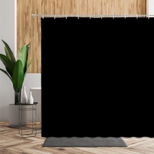 Modern Black Shower Curtains Solid Color Bathroom Decor Waterproof Fabric Bathtub Screen With Hooks Bath Curtain Home Decoration