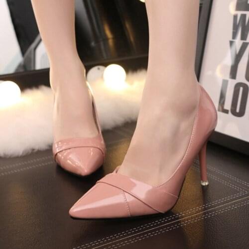High Heels Women Black Shoes pink shoes women Pumps For Woman Patent Leather Dress Woman Shoes Party Sexy Pumps Shoe Pointed
