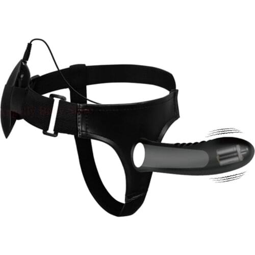 GaGu Silicone Vibrating Hollow Strap on Dildo Vibrator for Men 5cm Penis Extension Male Strapon Penis Vibrador with Harness Belt