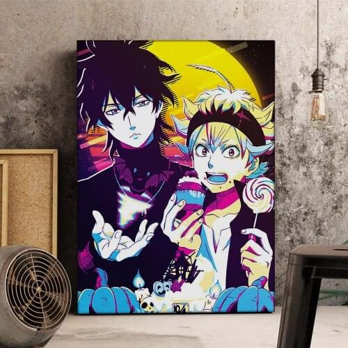 WTQ Japan Anime Poster Black Clover Cartoon Retro Poster Canvas Painting Wall Decor Poster Wall Art Picture Room Decor Home Deco