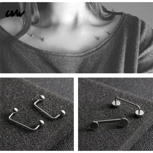 1pc Exaggerated Punk 316L Steel Silver Color Retainer & Hide it Jewelry U Shape Ball Neck Clavicle Piercing Body Jewelry UVW278
