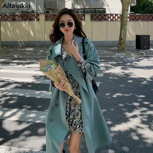 Trench Women Korean Style High Street Long Sleeve Elegant Comfortable All-match Spring Windbreaker Casual Uzllang Trendy Mujer