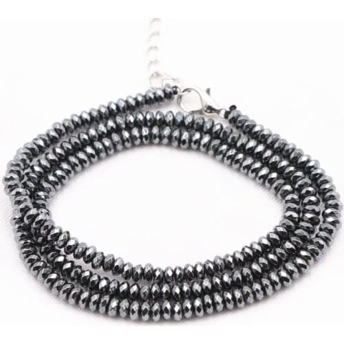 Fashion Statement Choker Necklace for Women Health Energy Black Natural Stone Hematite Chain Necklaces Beads Jewelry 18inch A819