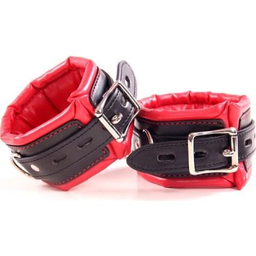 1 pair Soft PU Leather Handcuffs Footcuff Restraints Sex Bondage Sex Products Ankle Cuffs Bondage Belt Slave Sex Toys for Couple