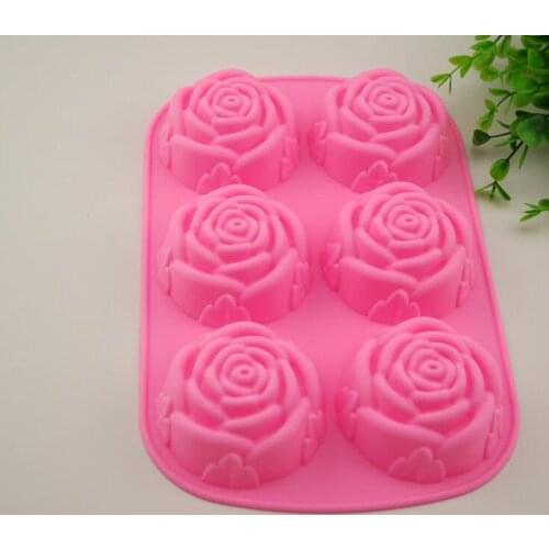 1 Pcs 6 lattices Rose Cake Pudding Molds DIY Silicone Molds Soap Moulds