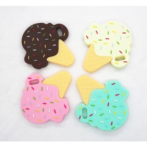 Chengkai 5PCS BPA Free Silicone Ice Cream Teether DIY Newborn Baby Pacifier Dummy Pendant Nursing Sensory Cartoon Toy Gift