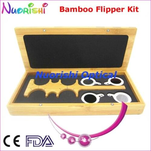 Bamboo Confirmation Flipper Test Rack Frame Trial Lens Vision Tester Kit Set Case Box E04-2511B Free Shipping