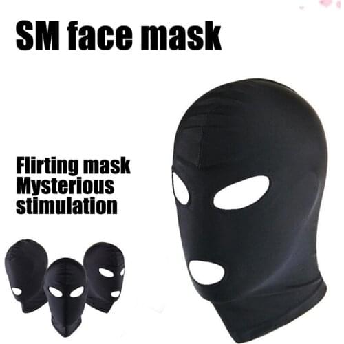 SM Bondage Sexy Headgear Erotic Toys Black Slave Restraint Hood For Adult Sex toys Soft Head Mask BDSM for Couples