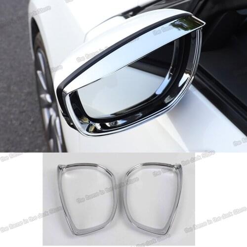 Lsrtw2017 shiny silver abs car rearview rain shield for mazda3 axela mazda 3 2020 2021 accessories auto styling decoration trims