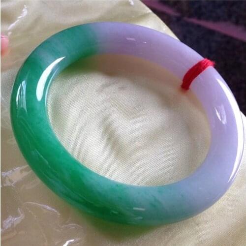 2 color fixed 56-59mm Certified (Grade A)100% Natural Green Jadeite JADE Bracelet Women Bangle Gift