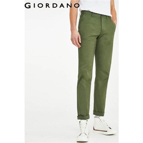 Giordano Men Pants Stretchy Lightweight Pants Cargo Slant Pockets Front Zip Fly Soild Pantalones Hombre 13111021