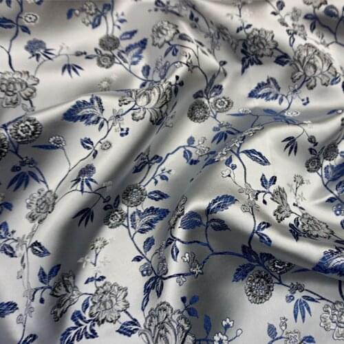CF879 Blue and White Porcelain Brocade Clothes Chinese Brocade Fabric Cheongsam Clothing Costumes Fabric Sewing DIY Materials
