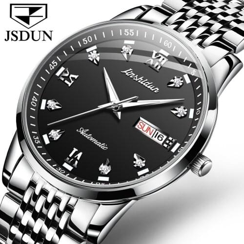 JSDUN Top Brand Men Watch Luxury Fashion Waterproof Sports Stainless Steel Mechanical Watches for Men Wristwatch Reloj Hombre
